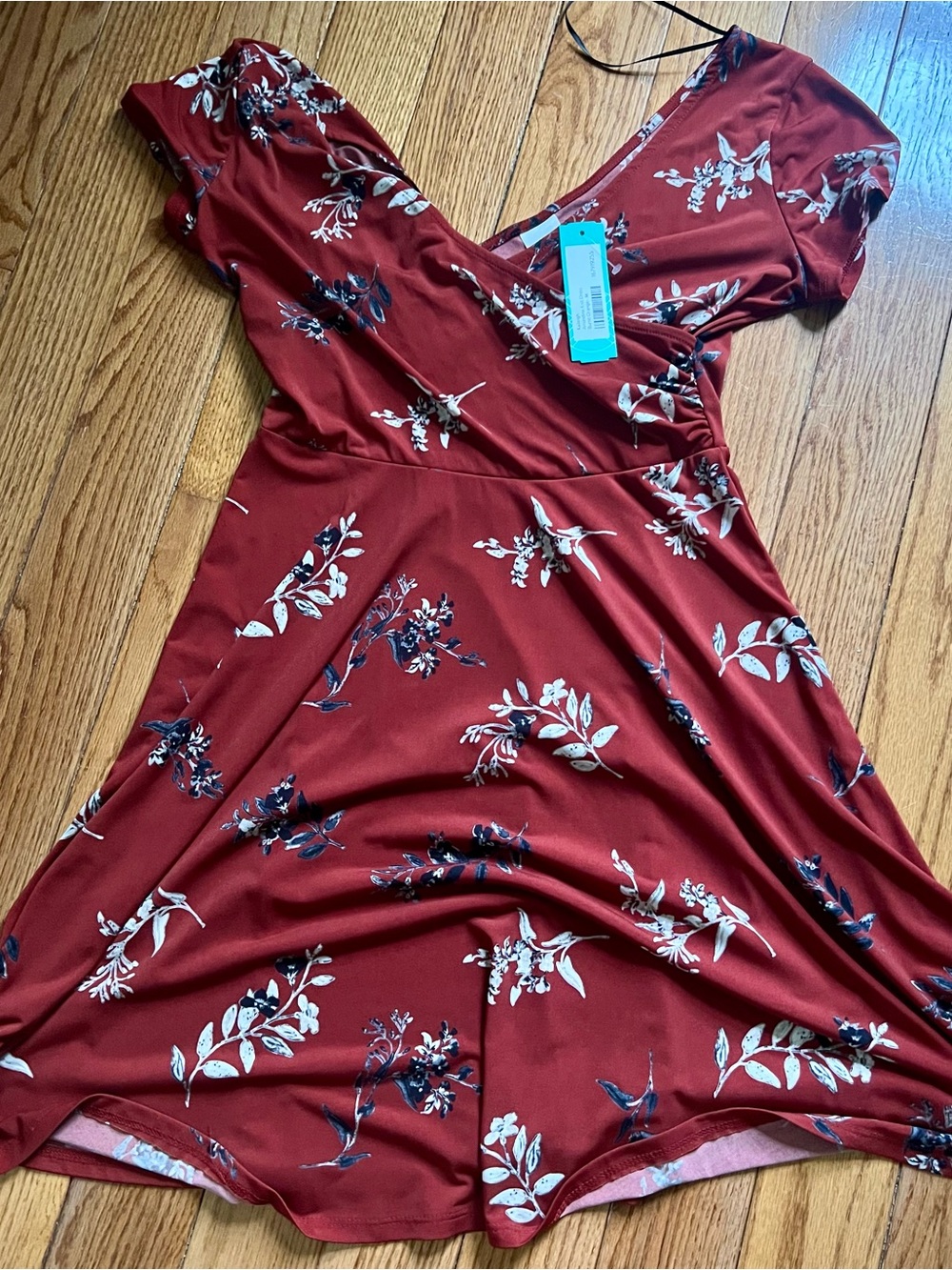 Floral Wrap-Style Women's Dress in Rust